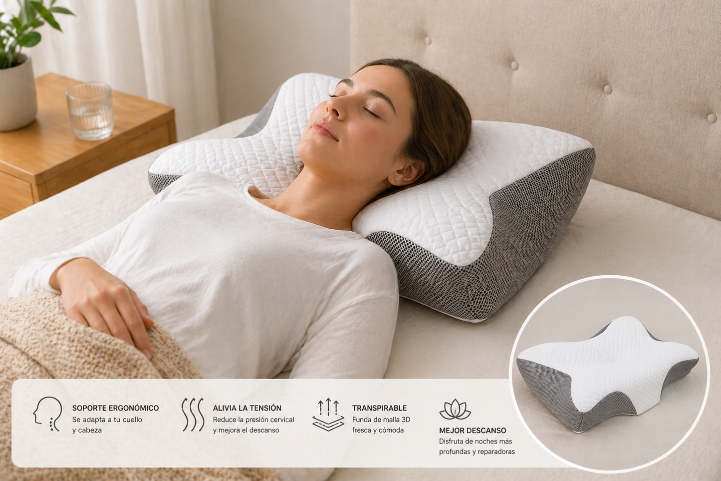 Almohada cervical ergonómica