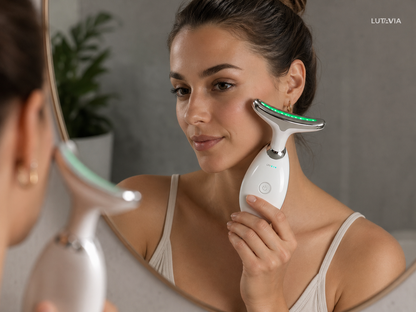 Masajeador de cara, cuello y papada con vibración y LED